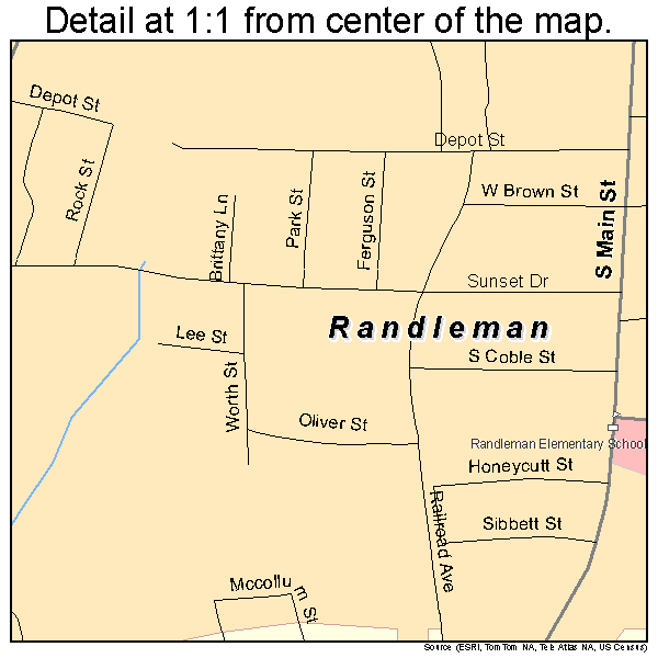 Randleman, North Carolina road map detail