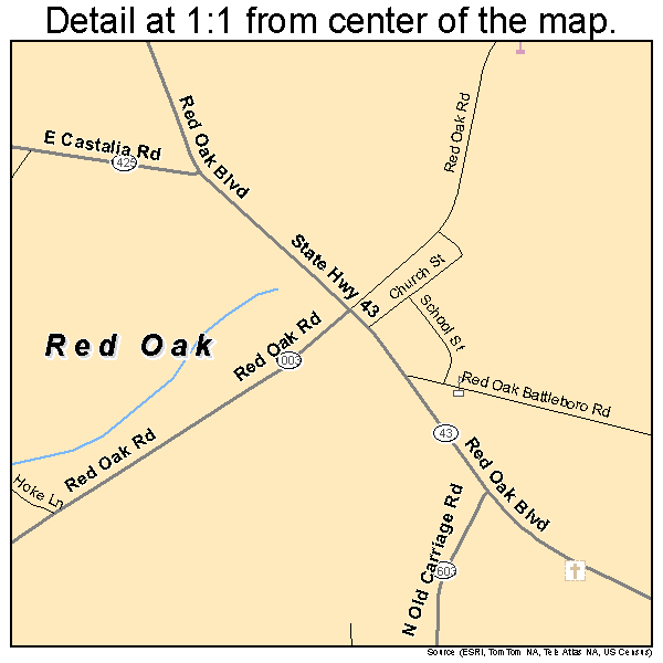 Red Oak, North Carolina road map detail