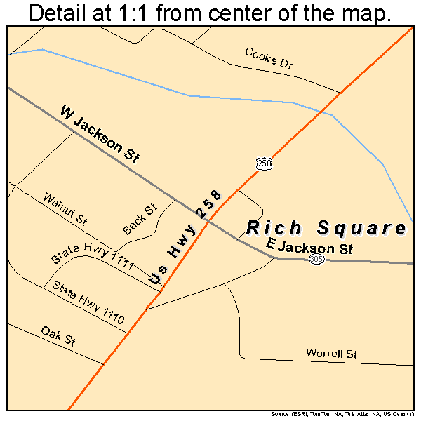 Rich Square, North Carolina road map detail