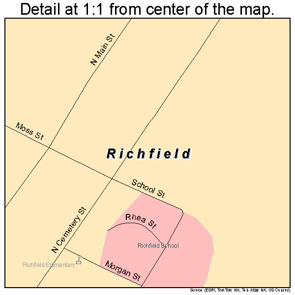 Richfield, North Carolina road map detail