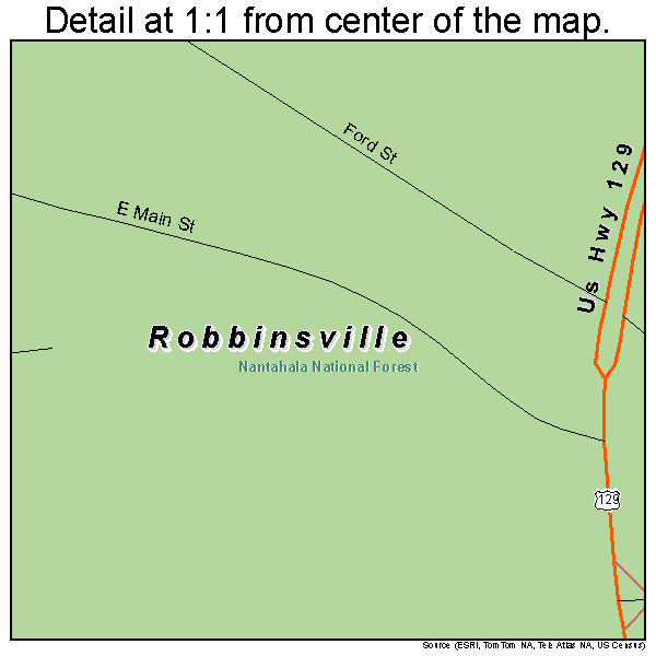Robbinsville, North Carolina road map detail