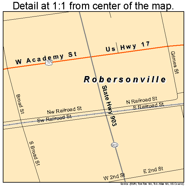 Robersonville, North Carolina road map detail