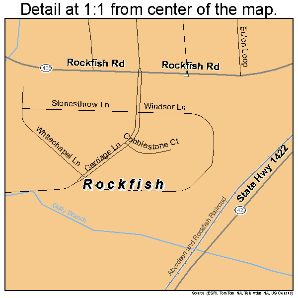 Rockfish, North Carolina road map detail