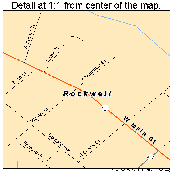 Rockwell, North Carolina road map detail