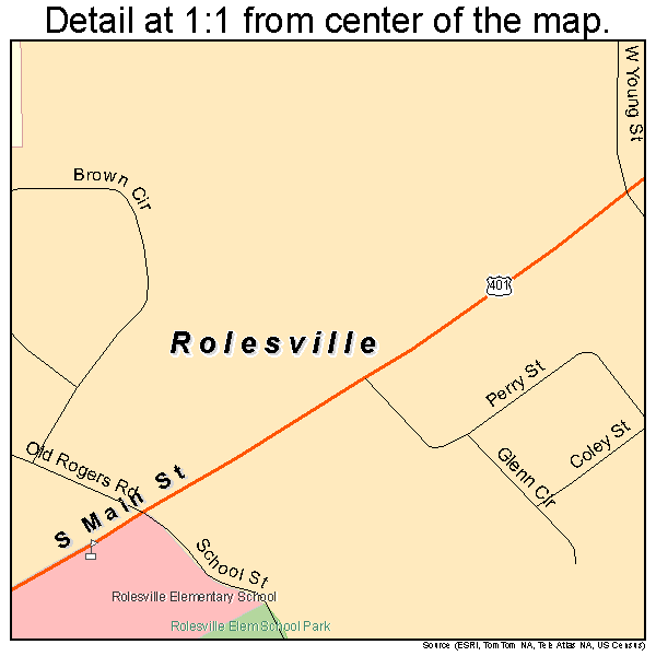 Rolesville, North Carolina road map detail