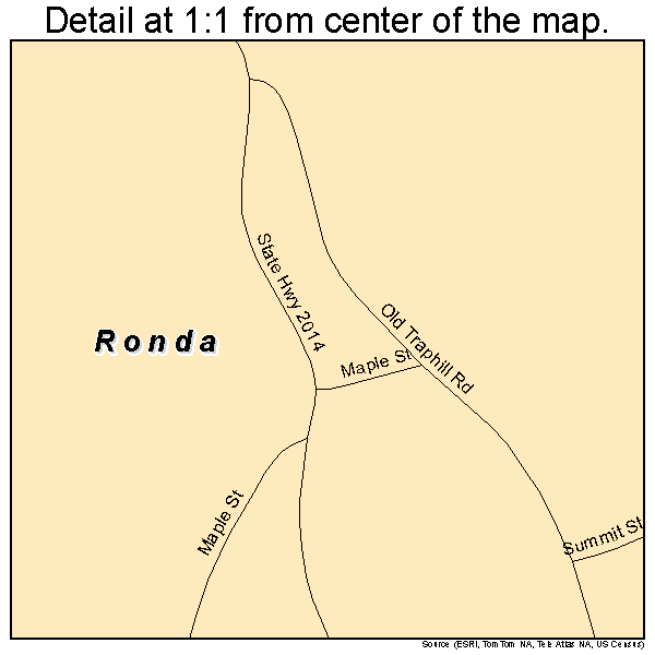 Ronda, North Carolina road map detail