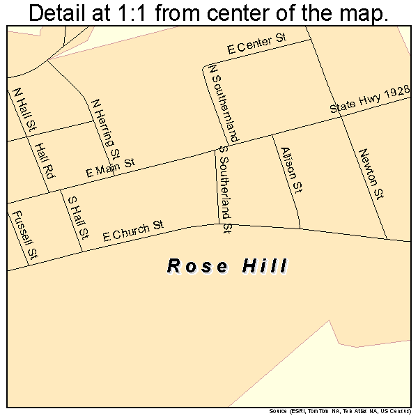 Rose Hill, North Carolina road map detail