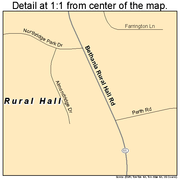 Rural Hall, North Carolina road map detail