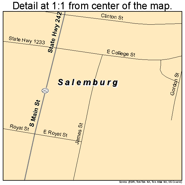 Salemburg, North Carolina road map detail