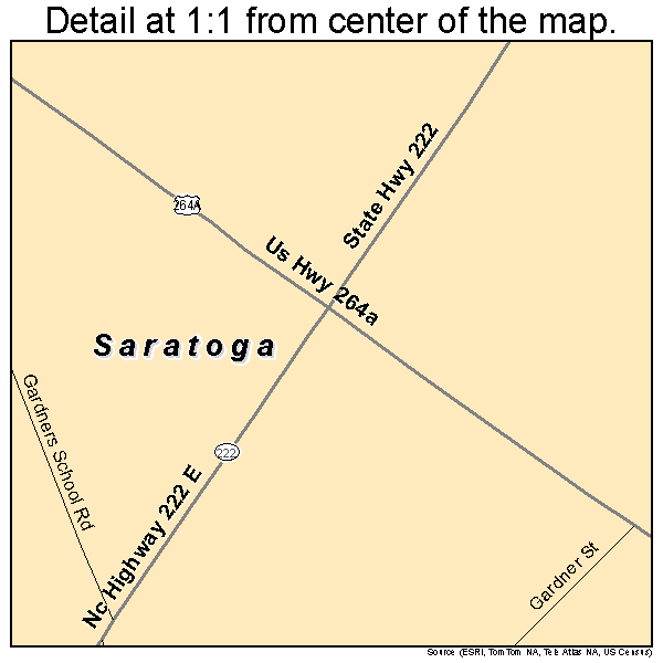 Saratoga, North Carolina road map detail