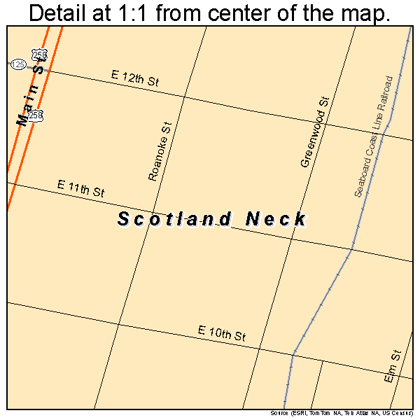 Scotland Neck, North Carolina road map detail