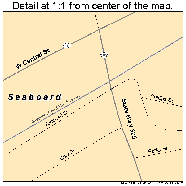 Seaboard, North Carolina road map detail