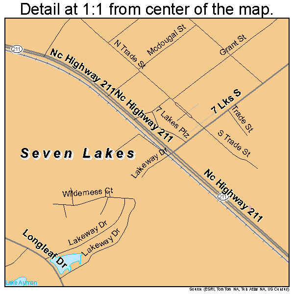 Seven Lakes, North Carolina road map detail