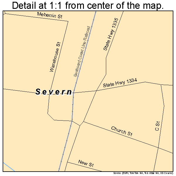 Severn, North Carolina road map detail