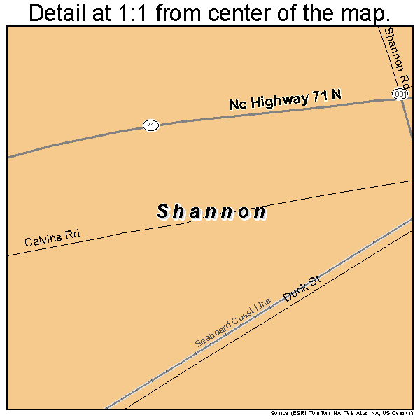 Shannon, North Carolina road map detail