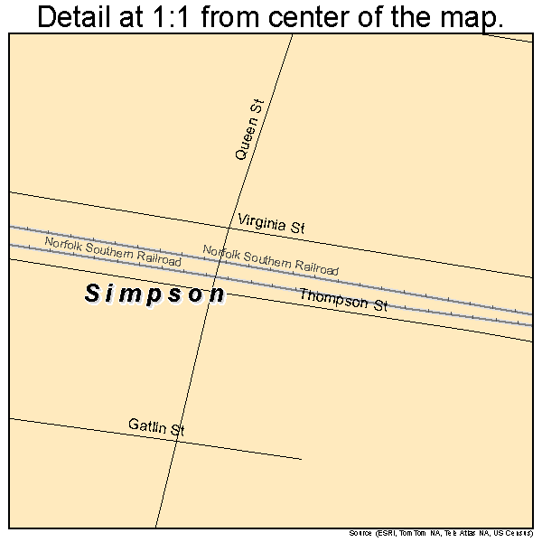 Simpson, North Carolina road map detail