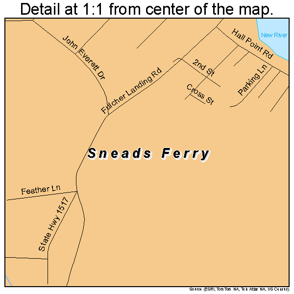 Sneads Ferry, North Carolina road map detail