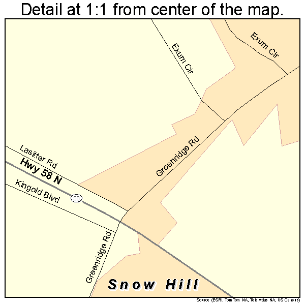 Snow Hill, North Carolina road map detail