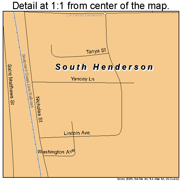 South Henderson, North Carolina road map detail