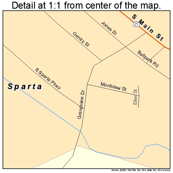Sparta, North Carolina road map detail