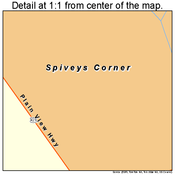 Spiveys Corner, North Carolina road map detail