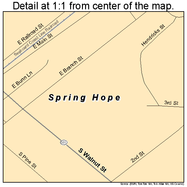 Spring Hope, North Carolina road map detail