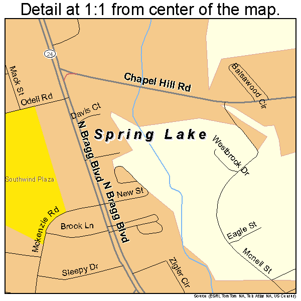 Spring Lake, North Carolina road map detail