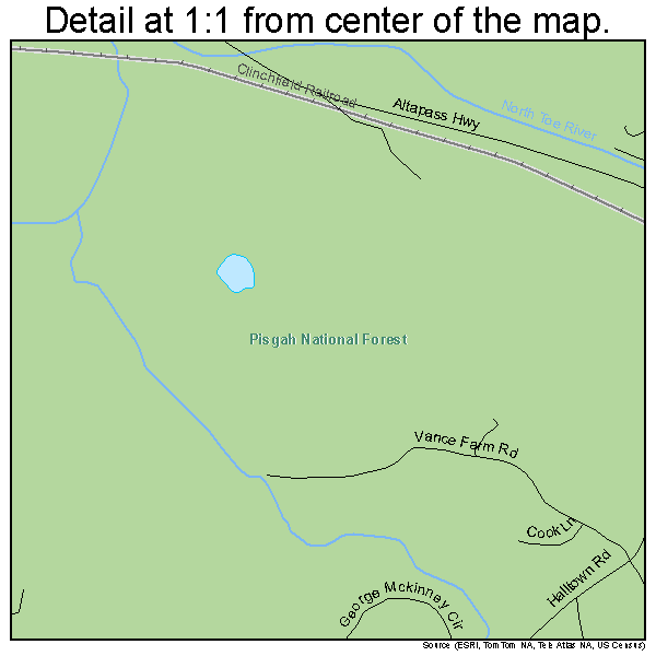 Spruce Pine, North Carolina road map detail