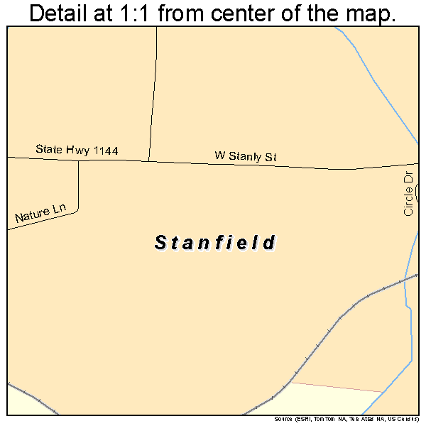 Stanfield, North Carolina road map detail