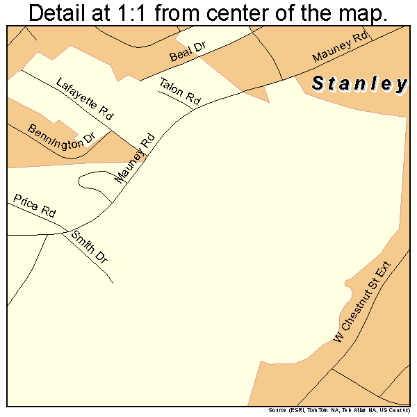 Stanley, North Carolina road map detail