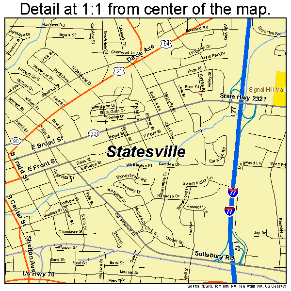 Statesville, North Carolina road map detail