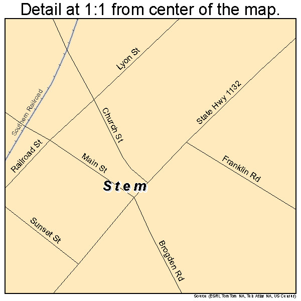 Stem, North Carolina road map detail