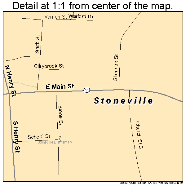 Stoneville, North Carolina road map detail