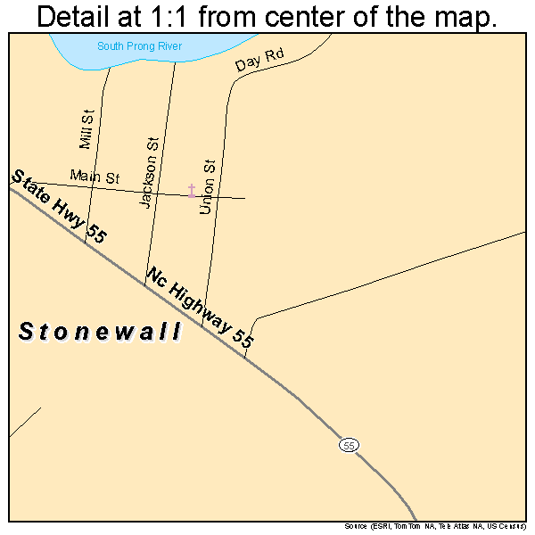 Stonewall, North Carolina road map detail