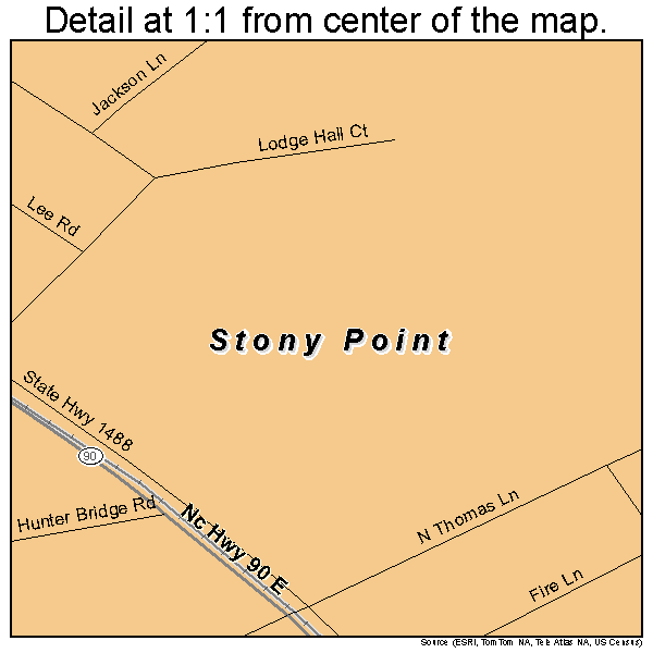 Stony Point, North Carolina road map detail