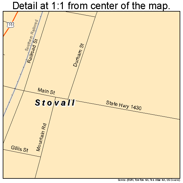 Stovall, North Carolina road map detail