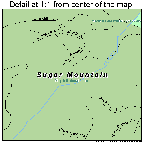 Sugar Mountain, North Carolina road map detail