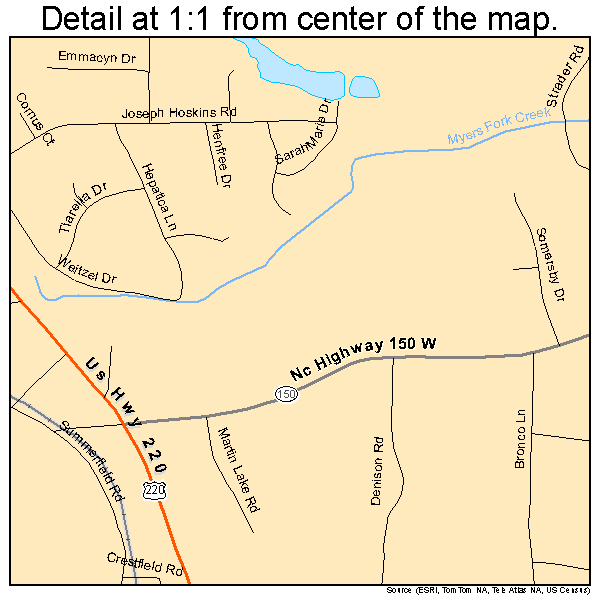 Summerfield, North Carolina road map detail
