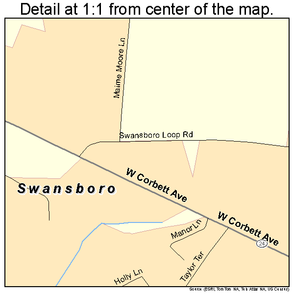 Swansboro, North Carolina road map detail