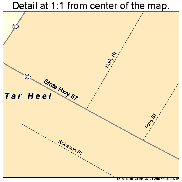 Tar Heel, North Carolina road map detail