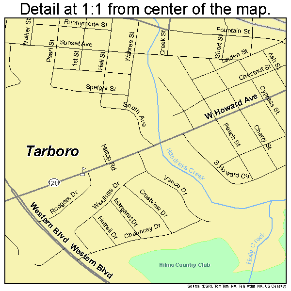Tarboro, North Carolina road map detail