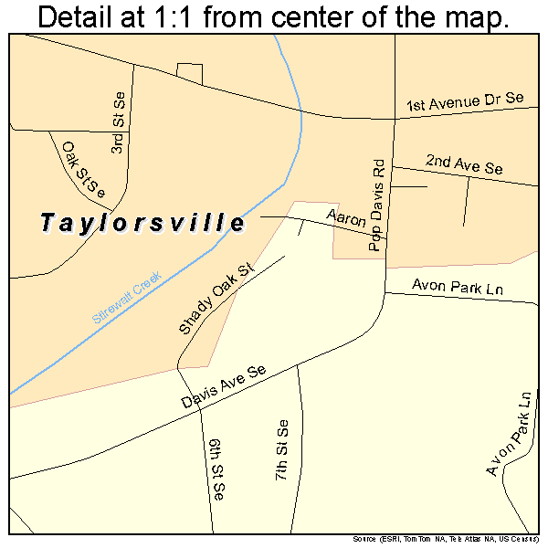 Taylorsville, North Carolina road map detail