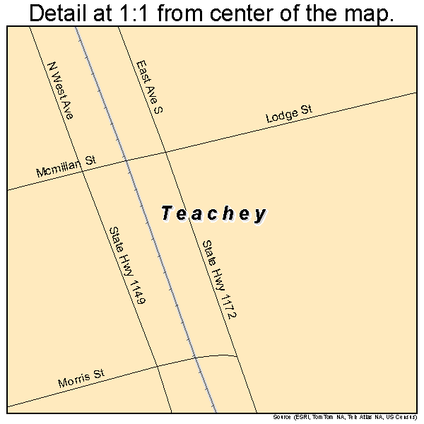 Teachey, North Carolina road map detail