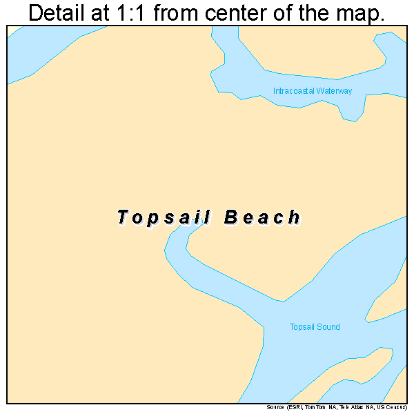 Topsail Beach, North Carolina road map detail
