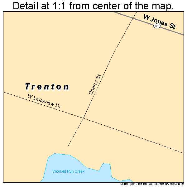 Trenton, North Carolina road map detail
