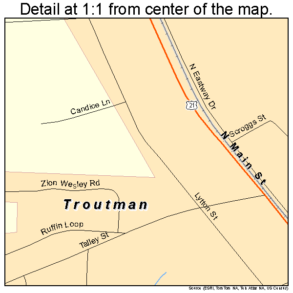 Troutman, North Carolina road map detail