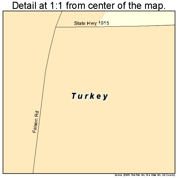 Turkey, North Carolina road map detail