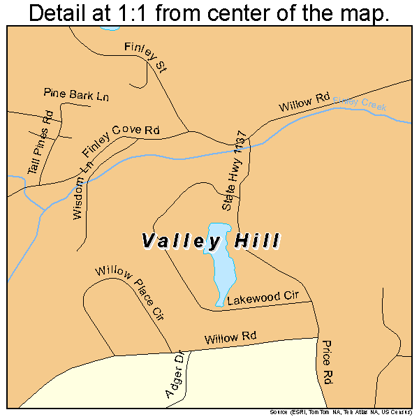 Valley Hill, North Carolina road map detail