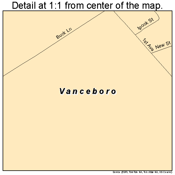 Vanceboro, North Carolina road map detail