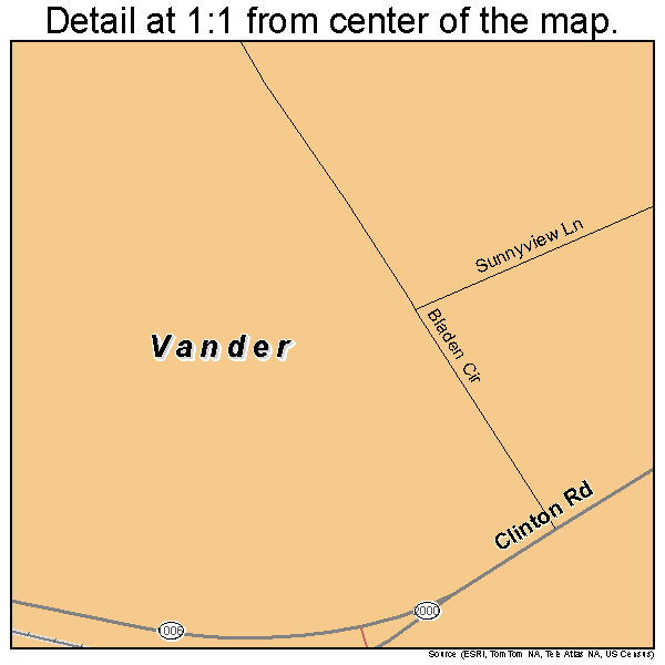 Vander, North Carolina road map detail